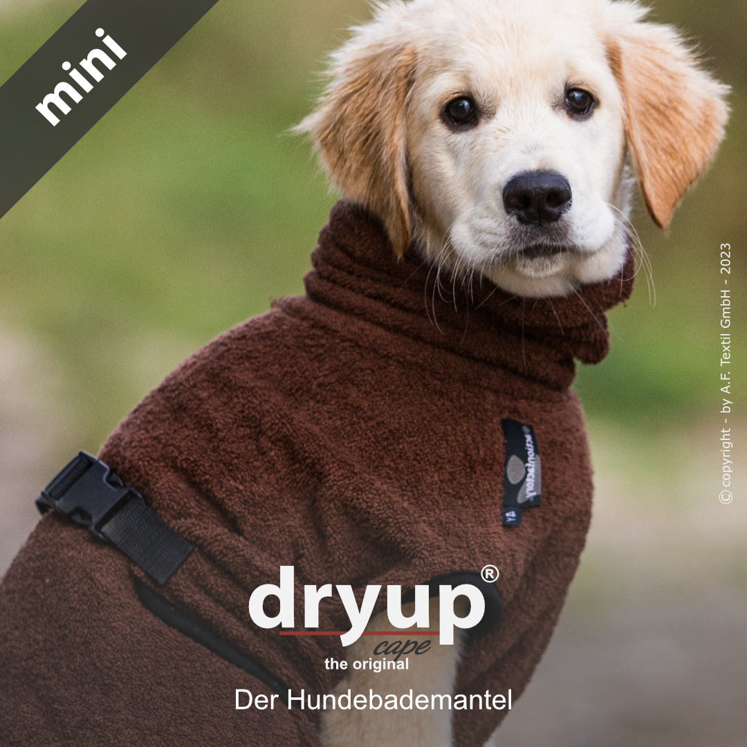 dryup® cape Mini BROWN - Der original Hundebademantel