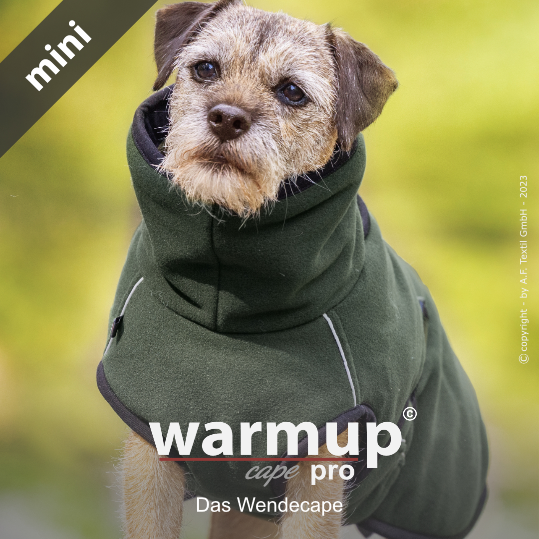 WARMUP© cape PRO (Wende-Cape) Mini - Pine Green | Moos Frottee