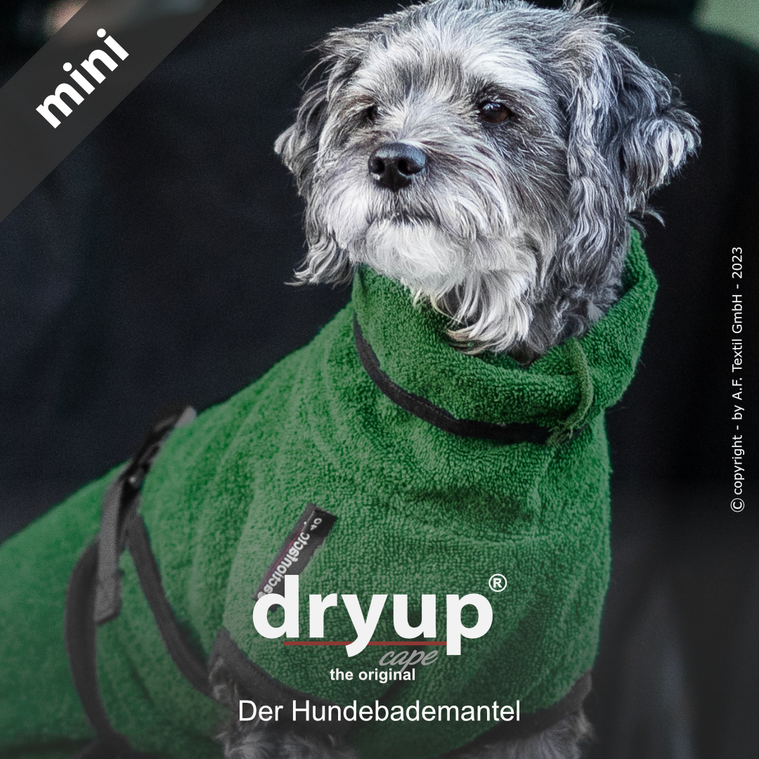 dryup® cape Mini DARK GREEN - Der original Hundebademantel